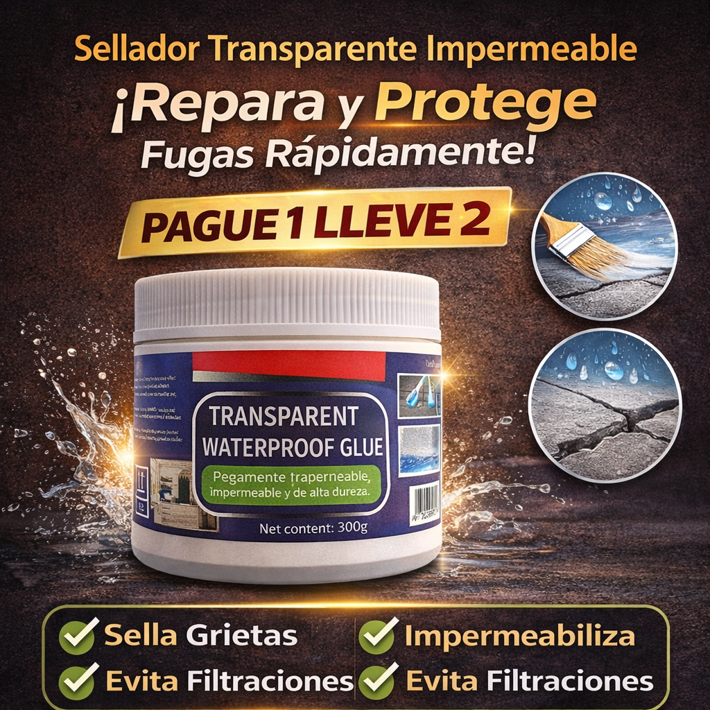 2x1 - Sellador Transparente Impermeable: Repara Fugas y Protege Sin Obras Costosas
