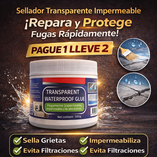 2x1 - Sellador Transparente Impermeable: Repara Fugas y Protege Sin Obras Costosas