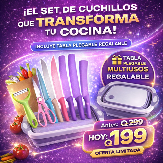 Set de cuchillos + GRATIS tabla plegable