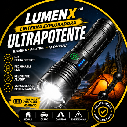 LumenX™ Linterna Exploradora Ultrapotente – Ilumina Hasta en los Momentos Más Oscuros