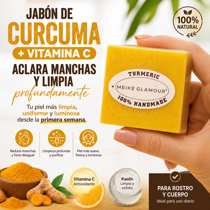 PACK X2 Jabón de Cúrcuma + Vitamina C – Aclara, Limpia y Renueva tu Piel Naturalmente