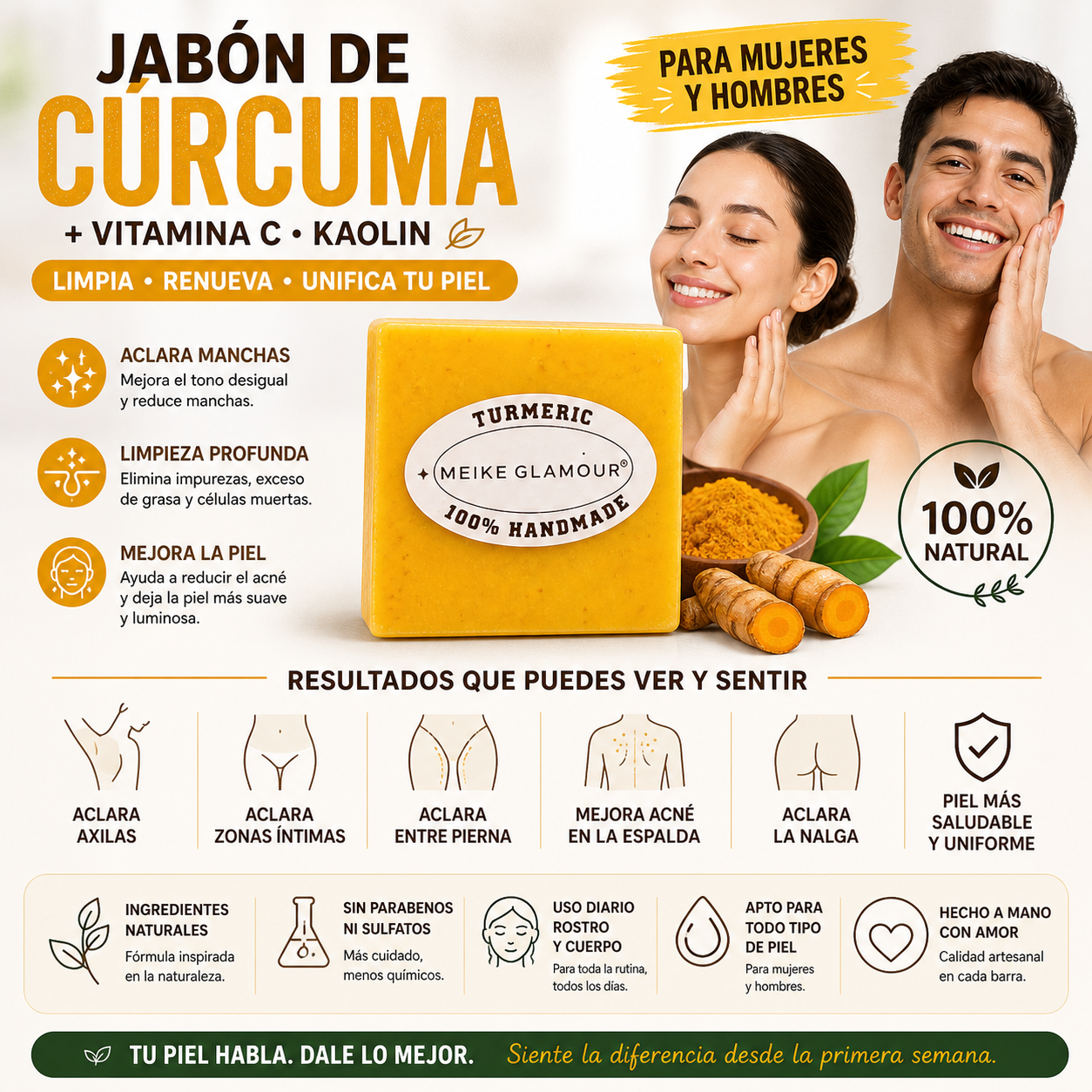 PACK X2 Jabón de Cúrcuma + Vitamina C – Aclara, Limpia y Renueva tu Piel Naturalmente
