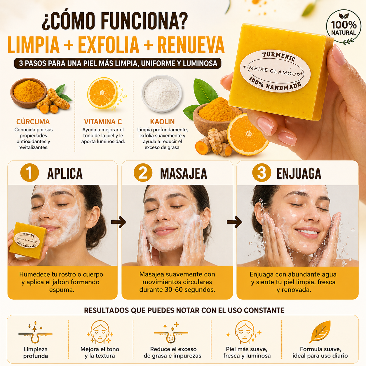 PACK X2 Jabón de Cúrcuma + Vitamina C – Aclara, Limpia y Renueva tu Piel Naturalmente