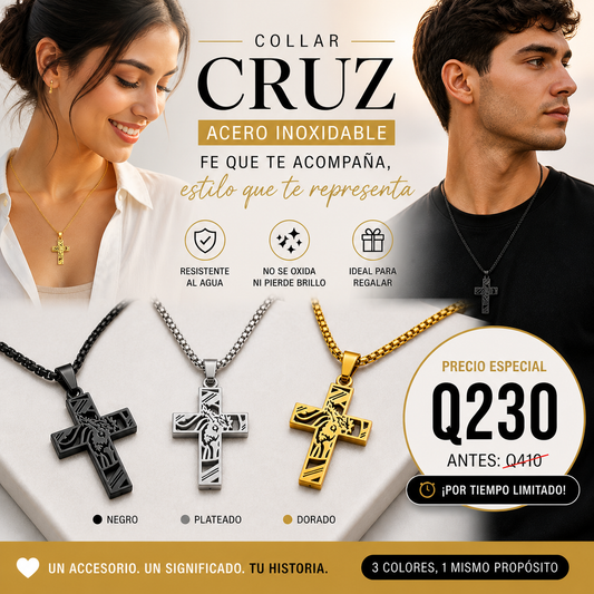 Collar Cruz de Acero Inoxidable: Estilo, Fe y Presencia en una sola pieza