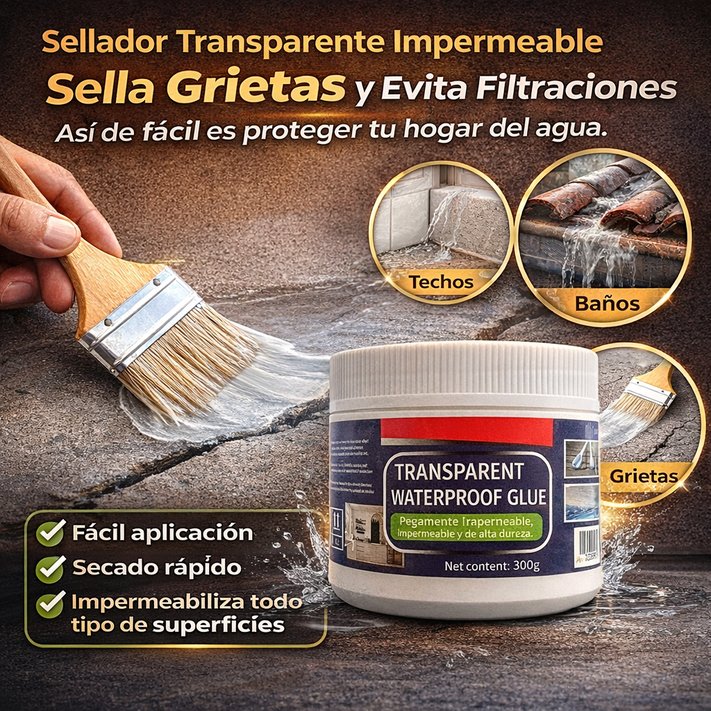 2x1 - Sellador Transparente Impermeable: Repara Fugas y Protege Sin Obras Costosas