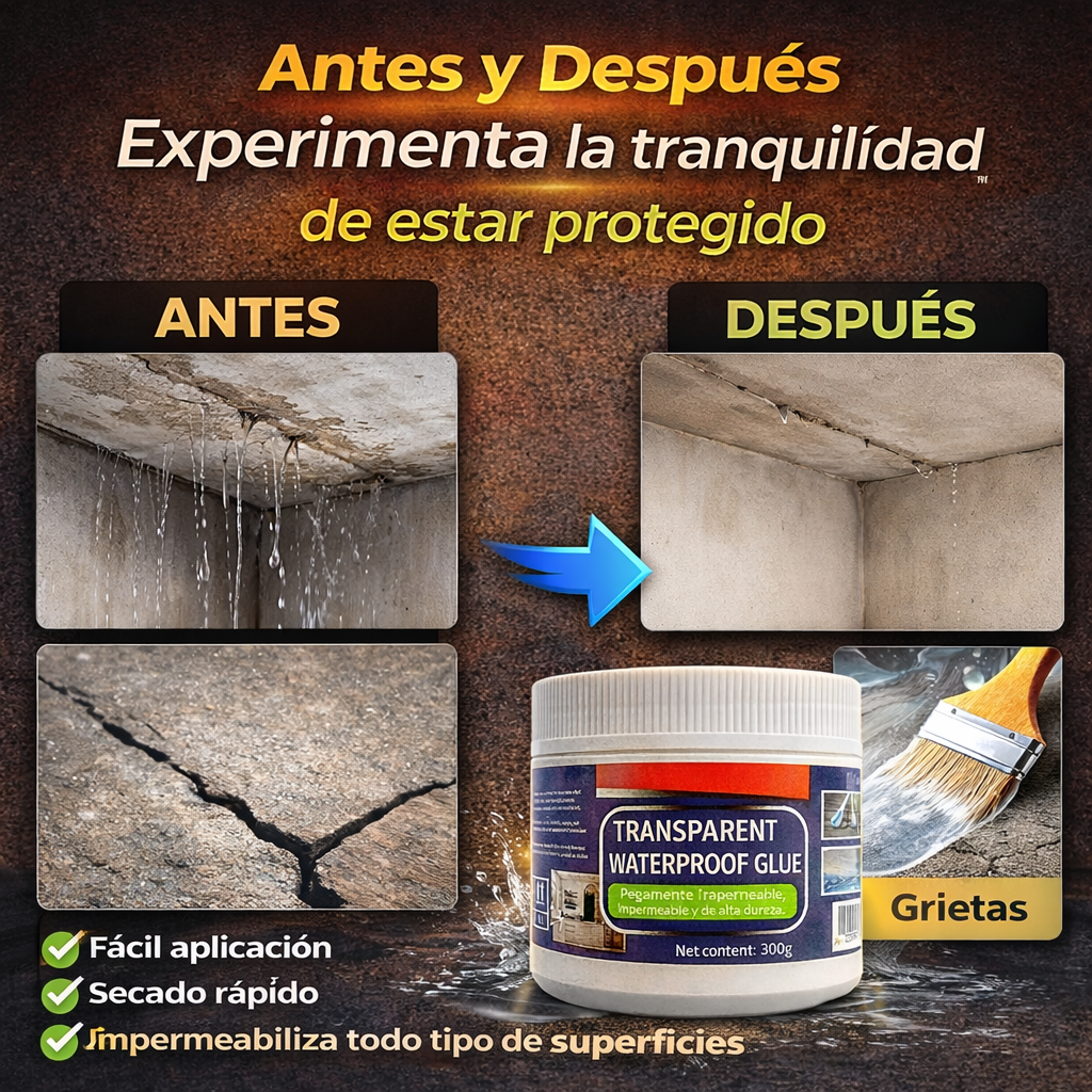 2x1 - Sellador Transparente Impermeable: Repara Fugas y Protege Sin Obras Costosas
