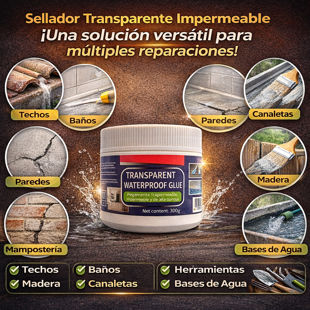 2x1 - Sellador Transparente Impermeable: Repara Fugas y Protege Sin Obras Costosas